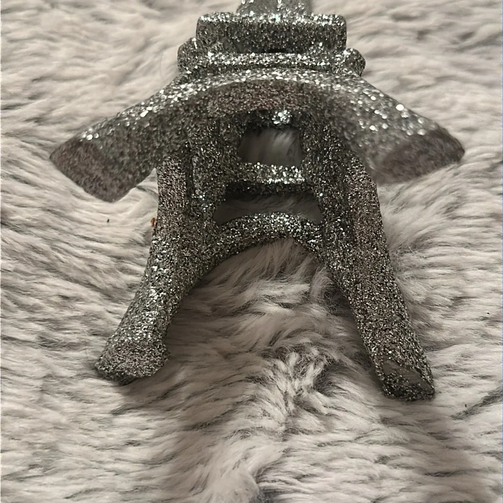 Vintage Pier 1 Eiffel Tower Silver Glitter Ornament